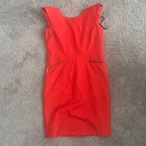 knee length red dress